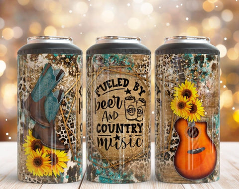4 in 1 Can Cooler - Fueled by Beer and Country Music - B - More Crafty