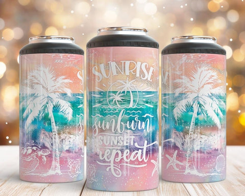 4 in 1 Can Cooler - Sunrise Sunburn Sunset Repeat - B - More Crafty