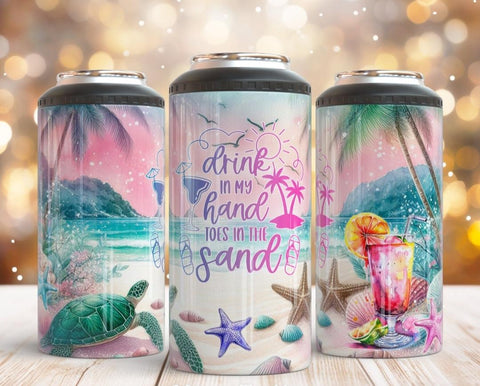 4 in 1 Can Cooler - Toes in the Sand - B - More Crafty