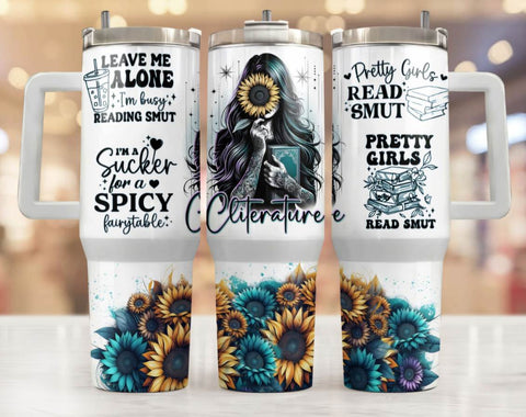 40 oz Tumbler - Pretty Girls Read Smut Teal - B - More Crafty