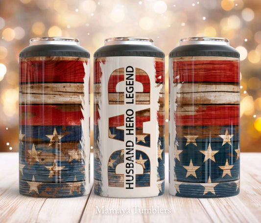 4 in 1 Can Cooler - Flag Dad - B-More Crafty