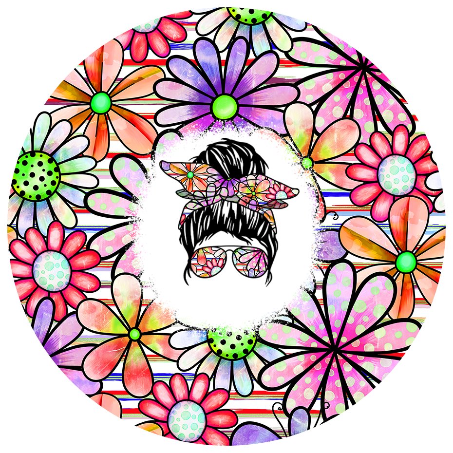 Car Coaster - Messy Bun Floral Bright - B-More Crafty