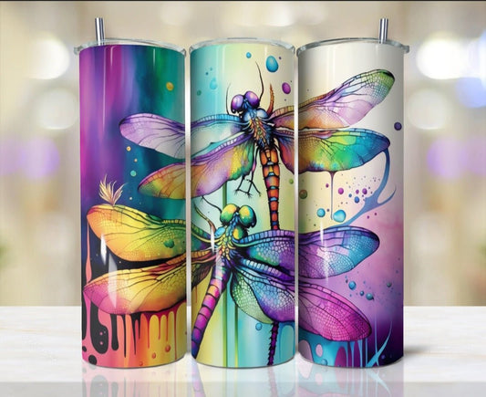 Rainbow Dragonfly Tumbler - B-More Crafty